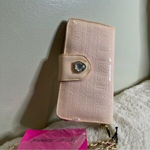Betsey Johnson Wallet Wristlet  Celly Blush Pink Gold Heart BS00010P